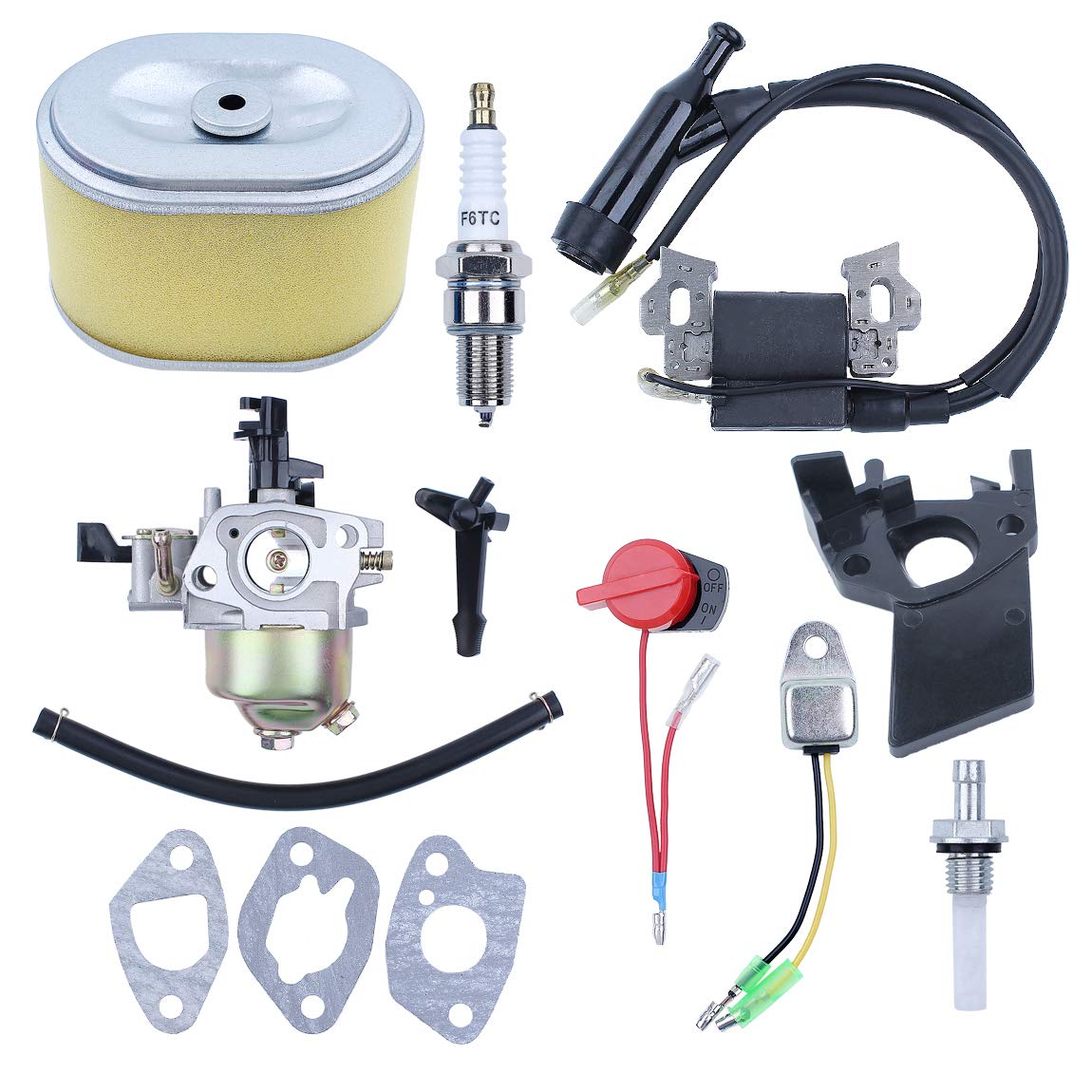 Haishine Carburetor with Tune Up Kit for Honda GX160 GX200 5.5HP 6.5HP Engine WP30X Water Pump 16100-ZH8-W61