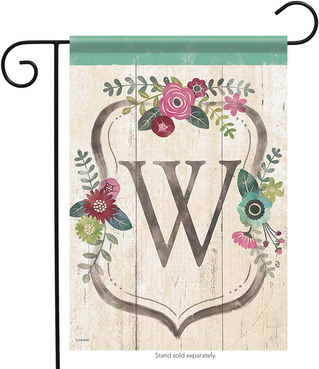 Carson Garden Flag - Classic Floral Monogram W