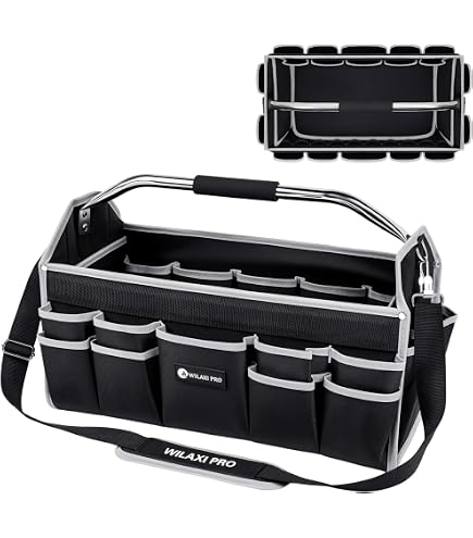 WILAXI PRO 16in Foldable Open Top Tool Tote, Tool Bags For Men