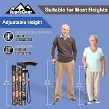 supregear Adjustable Folding Walking Cane Portable Lightweight Black Floral view 2