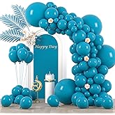 Voircoloria 130pcs Peacock Blue Balloons Different Sizes 18" 12" 10" 5" Teal Blue Latex Balloon Garland Arch Kit for Birthday Baby Shower Graduation Wedding Gender Reveal Anniversary Party Decorations