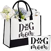 QsiuYbng 2 Pcs Dog Mom Gifts for Women Gifts for Dog Lovers Women Includes Tote Bag & Pouch Practical Tote Bag Set for Birthday Christmas Gift Reusable Tote and Pouch Set for Shopping Travel Picnic