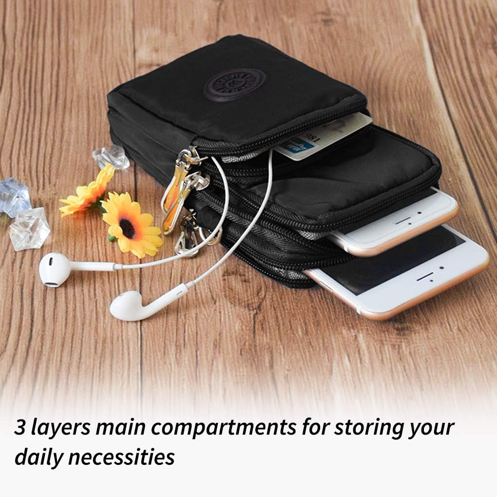 WITERY Women's Cross Body Phone Bag Small Over Shoulder Bags Waist Pack Lightweight Waterproof Sports Sling Bag with Detachable Adjustable Wide Strap & Armband Neck Strap for Ladies Girls(Black) - Image 4