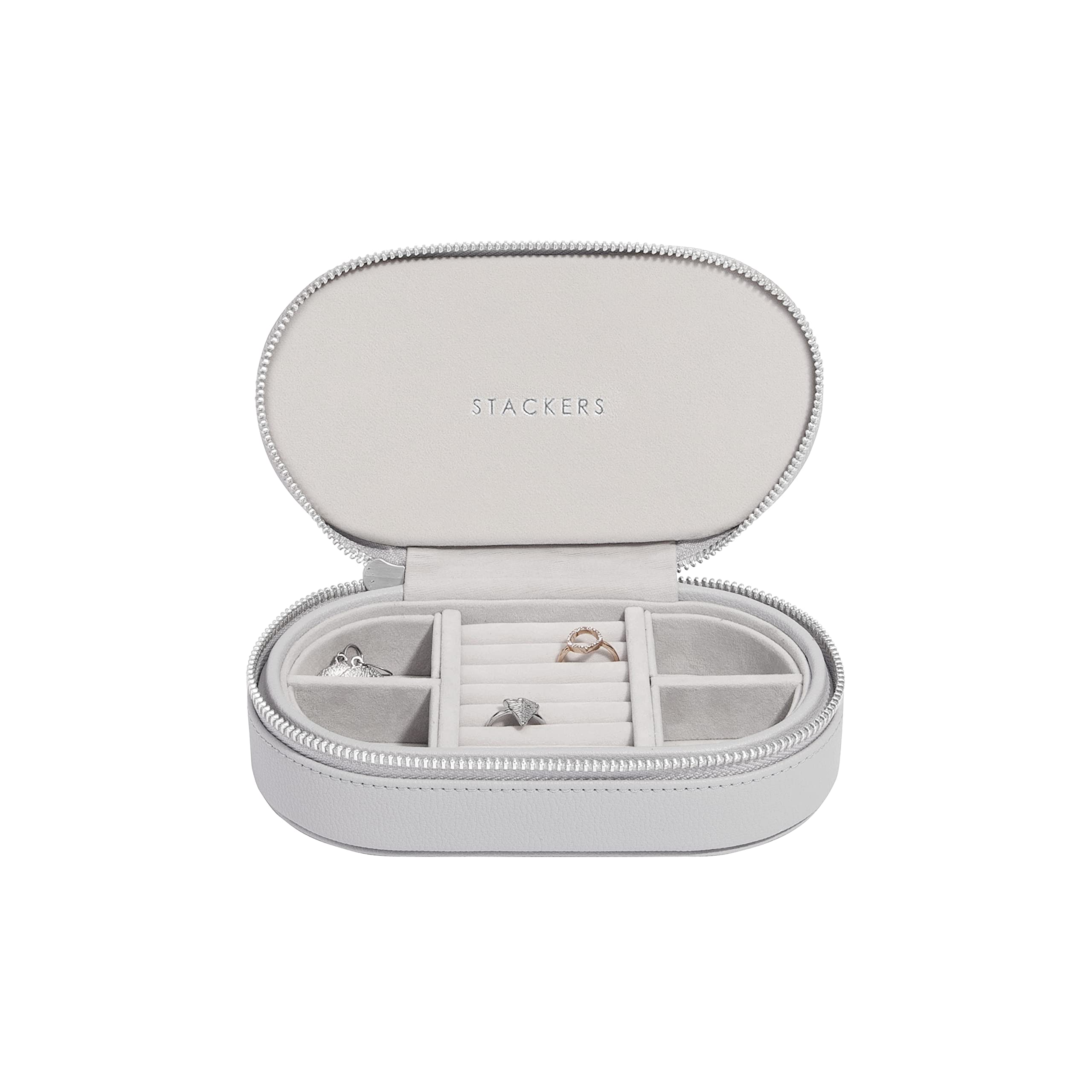 Stackers Pebble Grey Oval Travel Jewellery Box