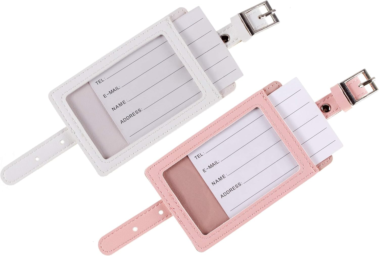  | Mr & Mrs Luggage Tags Couple Honeymoon Tags Set by Toughergun Vegan Leather Pink and White | Luggage Tags