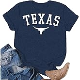 Vintage Texas Shirts for Women Texas State Longhorn T-Shirt Short Sleeve Bull Skull Casual Top