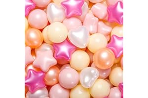 GOGOSO Ball Pit Balls,Plastics Balls for Ball Pit, Stars Hearts Shapes, Pastel Ball for Toddlers Kids Party and Friendship Bracelet Banner Xmas Tree Decor