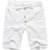 Janmid Men's Linen Shorts Casual Drawstring Summer Beach Shorts for Men