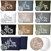 Vercraft 20 Pcs Employee Appreciation Gifts For Women Inspirational Canvas Makeup Bags Portable Compact Mirror Bulk Cosmetic Bags Thank You Gifts for Social Worker Coworkers (Bohemian,Boho)