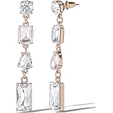 Jessica Simpson Clear Crystal Dangle Earrings for Women, Gold-Tone Rhinestone Valentines Earrings