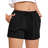 Aueyan Womens Pajama Shorts with Pockets,Drawstring Lounge Shorts