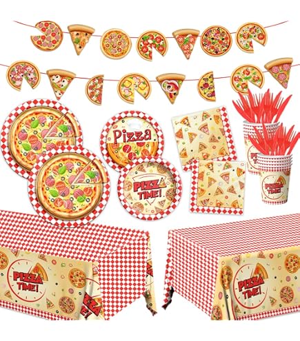 Pizza-Partygeschenk-Set – 60 Teile Mit Temporären Tattoos, Armbändern, Schlüsselanhängern, Abzeichen & Aufklebern Für Kindergeburtstage