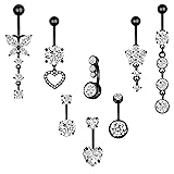 LEE&RO Black Stainless Steel Belly Ring 14G Navel
