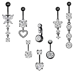 LEE&RO Black Stainless Steel Belly Ring 14G Navel