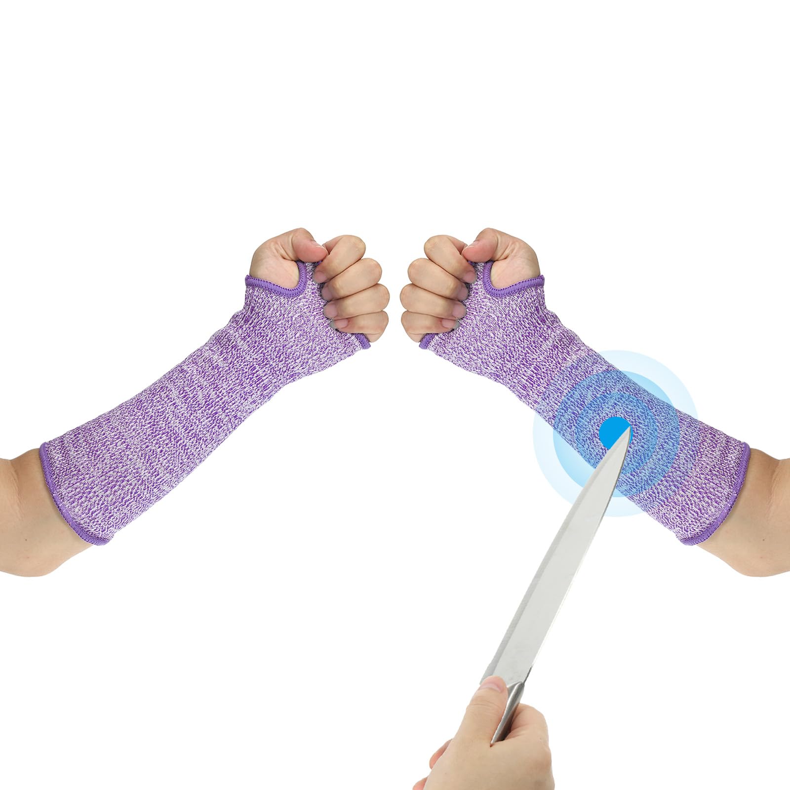 PATIKIL 10 Inch Cut Resistant Sleeve, Arm Safety Protectors Sleeves with Thumb Hole Level 5 Protection Forearm Guard Sleeves for Thin Skin and Bruising, XS, Purple — image 1