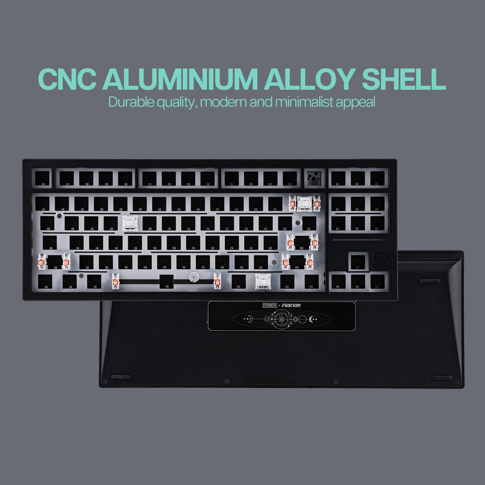 EPOMAKER P75 Mechanische Tastatur – CNC-Aluminium, Tri-Mode (BT/2,4G/USB-C), Hot-Swap, RGB, Mit Zebra-Schaltern