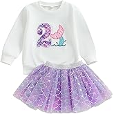 Lamuusaa Toddler Baby Girl Birthday Outfit 1st Romper 2nd/3rd/4th/5th/6th Sweatshirt Mermaid Tutu Skirts Cake Smash Outfit