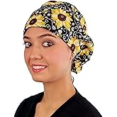 Sparkling EARTH Euro Style Riley Medical Scrub Caps - Flat Front and Roomy Back - Adjustable Cord Lock Closure - Made in USA!