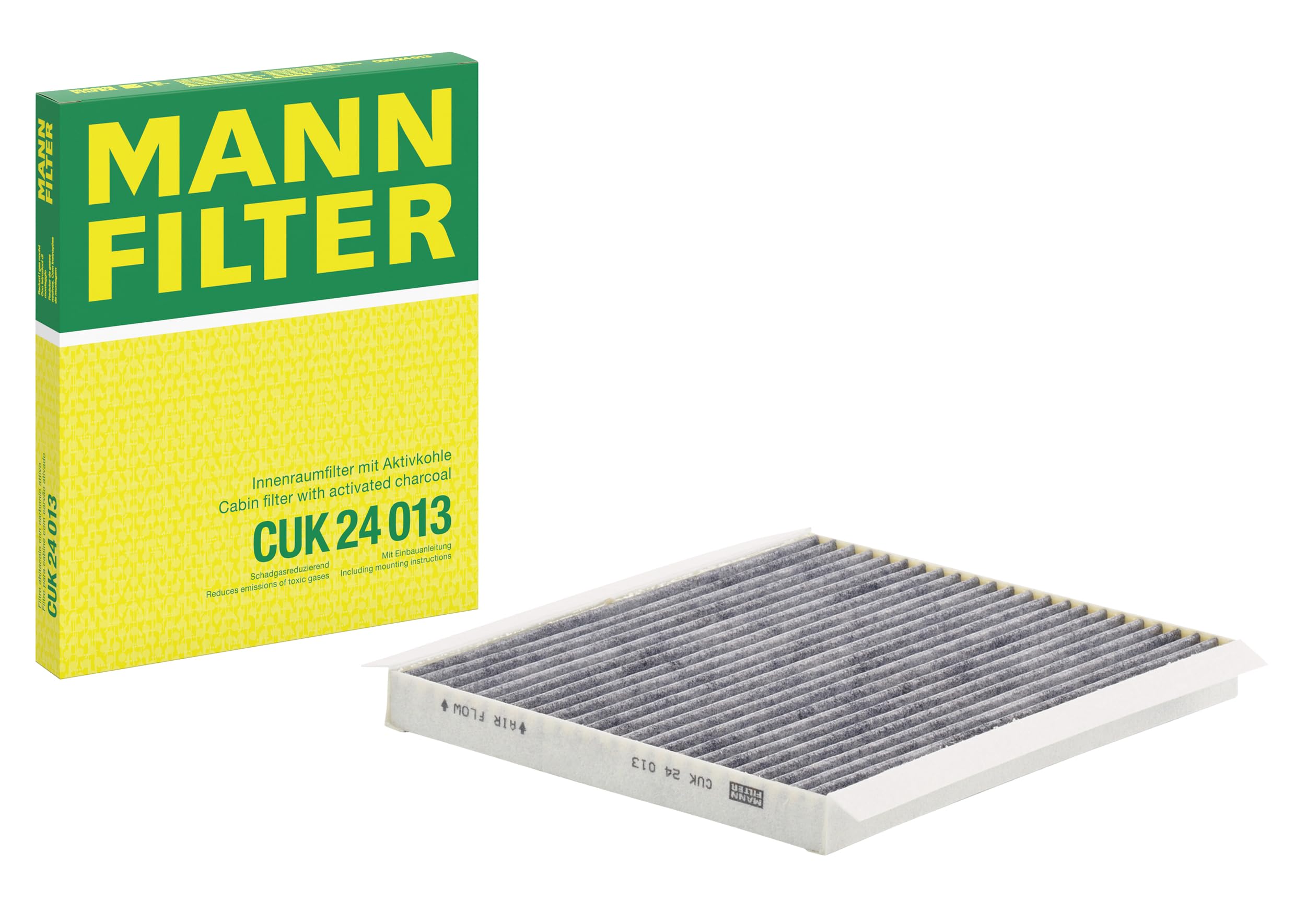 MANN-FILTER CUK 24 013 Cabin Air Filter - Pollen Filter with Activated Carbon - for Cars + Transporters