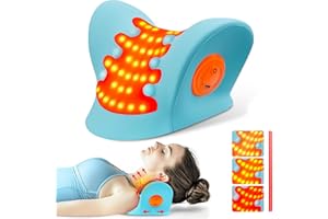 CARINIFY Neck and Shoulder Relaxer, Cervical Traction Device for TMJ Pain Relief and Cervical Spine Alignment, Chiropractic Pillow Neck Stretcher (Blue)