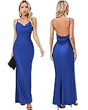 Capuffy Women Drape Neck Formal Maxi Dresses Lace