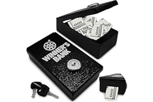 AZ-Homey Winners Bank – Pocket Safe Cash Box for Gamblers with Key – Portable Metal Casino Money Saver – Iron Lockbox for Slot Machine Winnings – Secure Bill Storage for Responsible Gambling