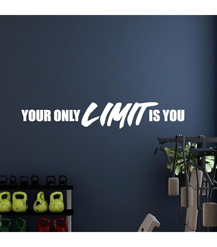 Autocollant Mural Vinyl Gym Bodybuilding - Citation Personnalisable, Noir, Amovible - Neuf