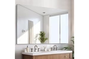 CILIBER Large Frameless Mirror, 60x40 Bathroom Mirrors for Wall, Upgraded Shatterproof Rectangle Vanity Mirror Over Sink with Polished Edge for Bathroom,Bedroom,Living Room and Entryway