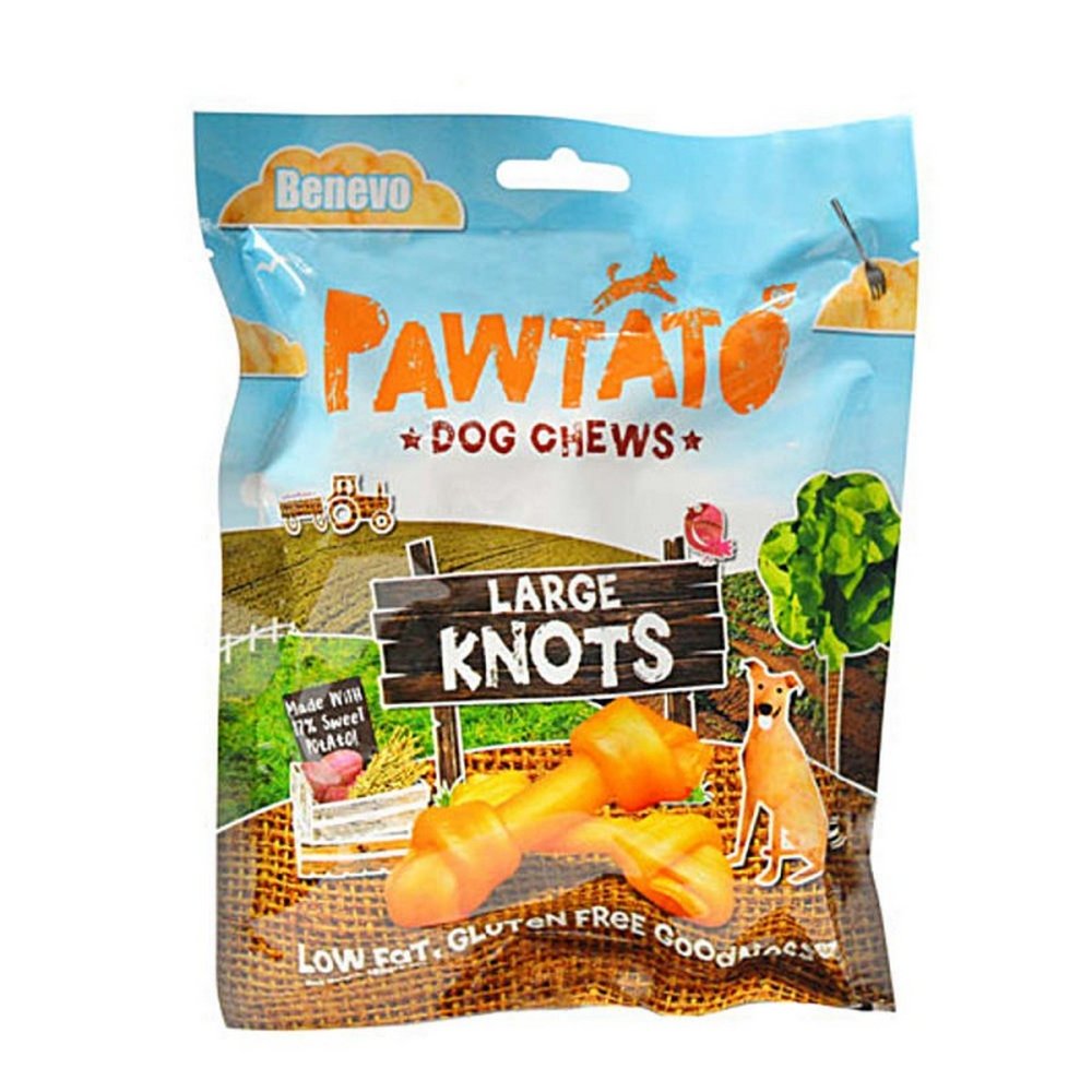 Benevo Pawtato Sweet Potato Knots Large Dog Treat (180g) (Orange)