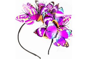 ASHONE Women Butterfly Headband Fascinator Hat Monarch Festival Crown Fashion Party Favor Christmas Halloween (Purple)