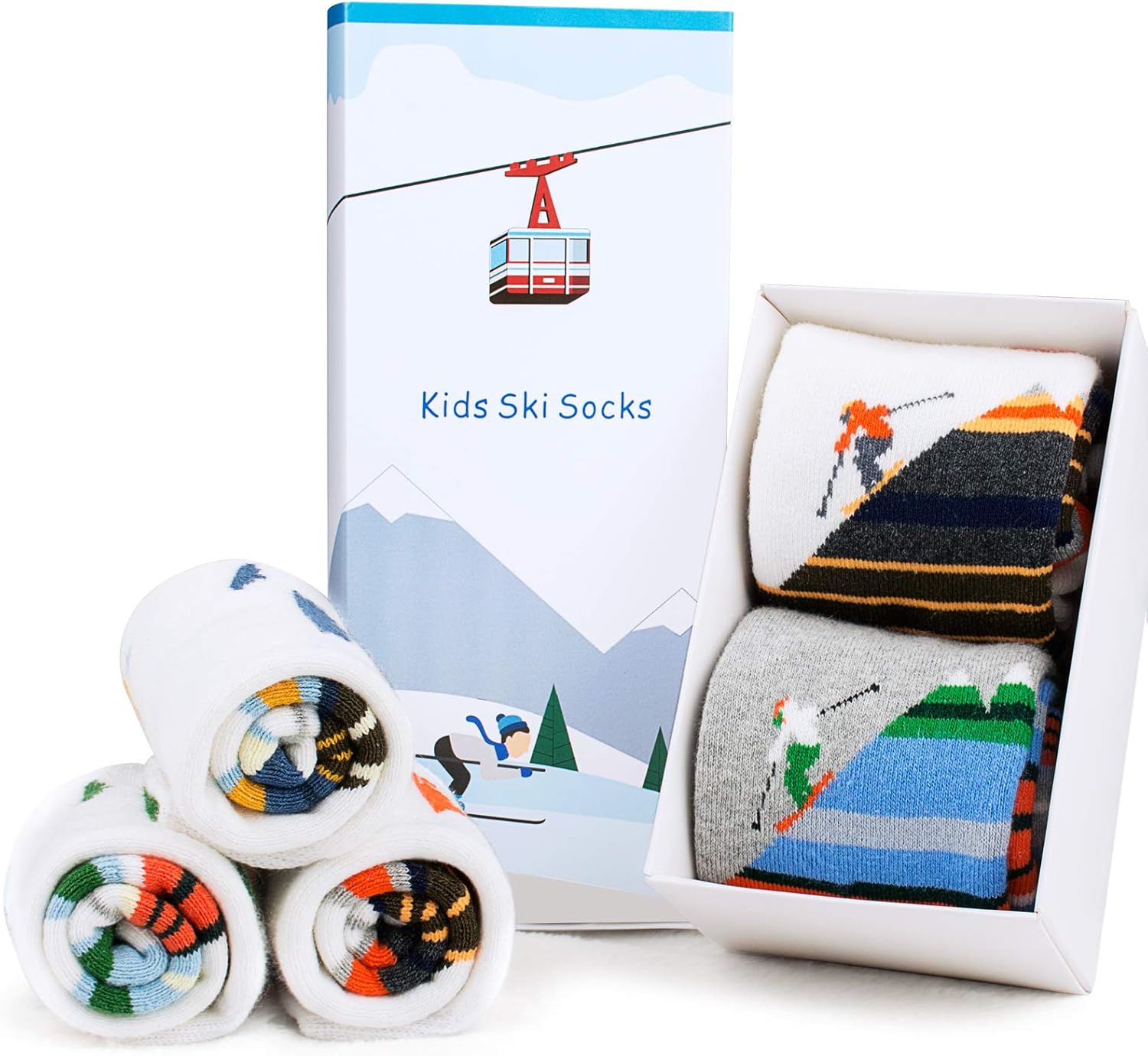 Ski Socks Kids Winter Warm Thermal Snow Socks, Skiing Snowboarding Skating for Toddler Boys and Girls (2 Pairs or 3 Pairs): Clothing