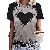 Remidoo Women's Tie Dye Short Sleeve Tee Crewneck Summer T Shirt Multicolor