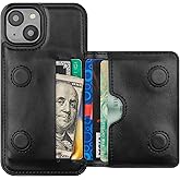 KIHUWEY Compatible with iPhone 14 Wallet Case Credit Card Holder, Premium Leather Kickstand Flip Hidden Magnetic Clasp Durable Shockproof Protective Cover for iPhone 14 6.1 inch (Black)