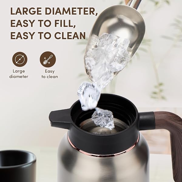 VONDIOR COFFEE CARAFE 35OZ/1.0L – 24HOURS COFFEE THERMAL- INSULATED 304 STAINLESS STEEL HOT BEVERAGE DISPENSER – THERMAL COFFEE CARAFES FOR KEEPING HOT/COLD COFFEE, DRINK DISPENSER FOR PARTIES