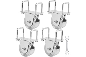 MINDOUB 4 Pack 4" V-Groove Wheels with Double Sealed Bearings Heavy-Duty Solid Steel Bolted External Mount Bracket, for Inverted V-Shape Rolling Track Gates, up to 3500 lbs Capacity No Welding