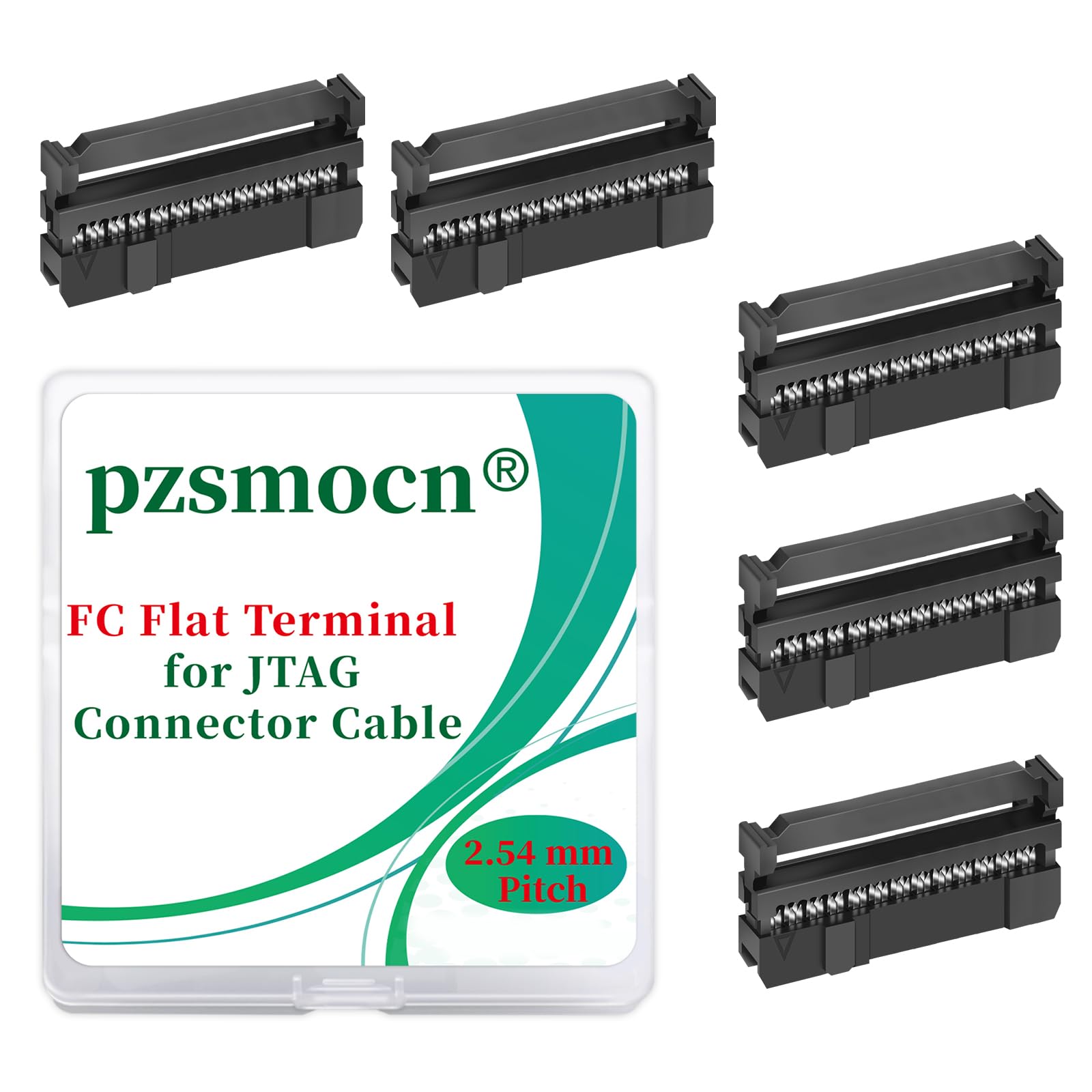 Pzsmocn 20 Sets IDC 2 * 13 Double Row Rectangular Socket Adapter FC Black Crimp Wire Head Three-piece Kit 2.54mm Pitch, 26 Pin FC-Female Terminal Connector, for JTAG Flat Ribbon Cable.
