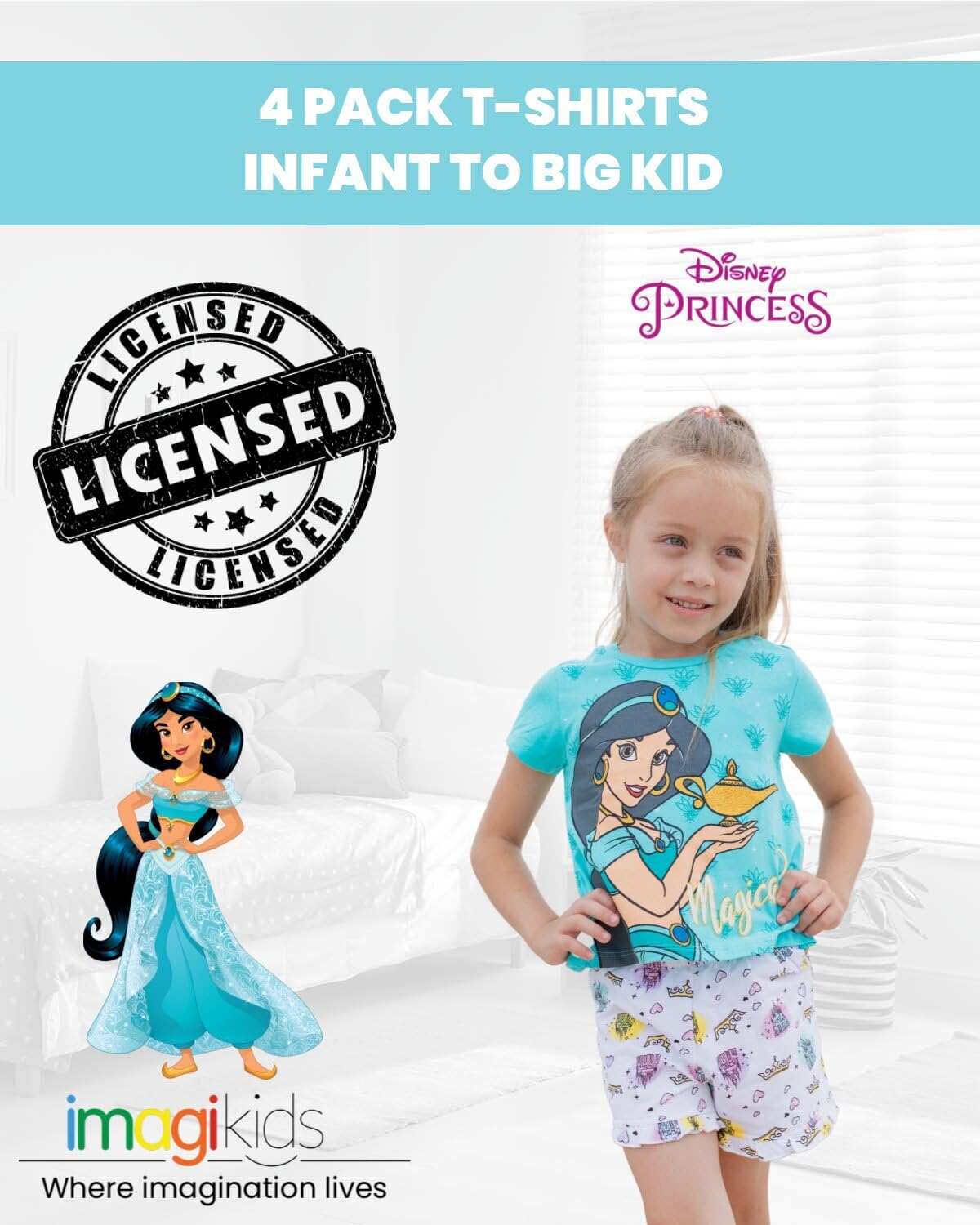 Disney Mickey Mouse Minnie Mouse Girls 4 Pack Graphic T-Shirts Infant to Big Kid