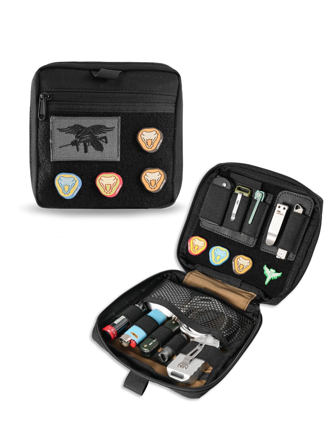 VIPERADE CHP1 Molle Pouch Tool Bag, Tactical Admin Pouch EDC Organizer, Multifunctional 500D Multi-Pocket Utility Pouch for EDC Tools/Digital Storage/Camping Bush Craft Survival