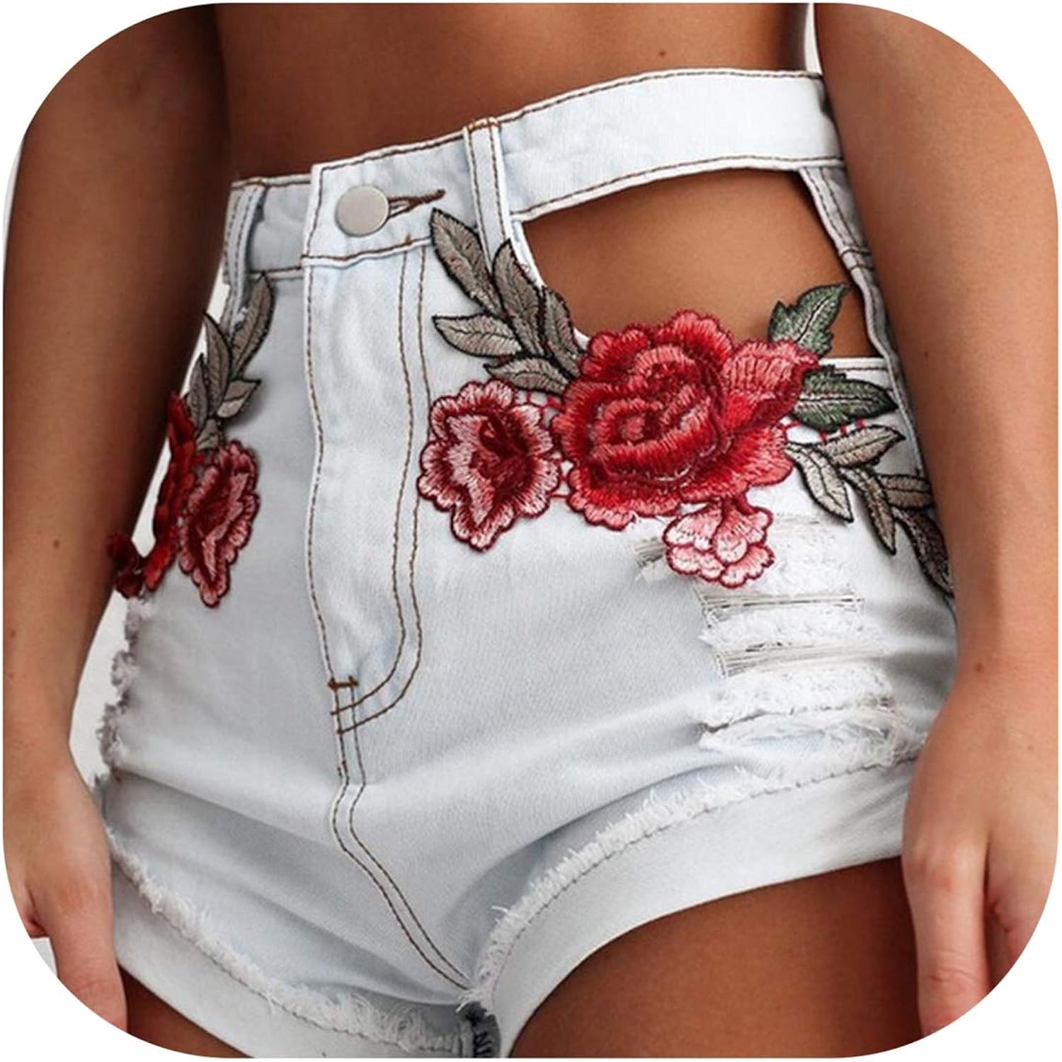 womens white ripped shorts