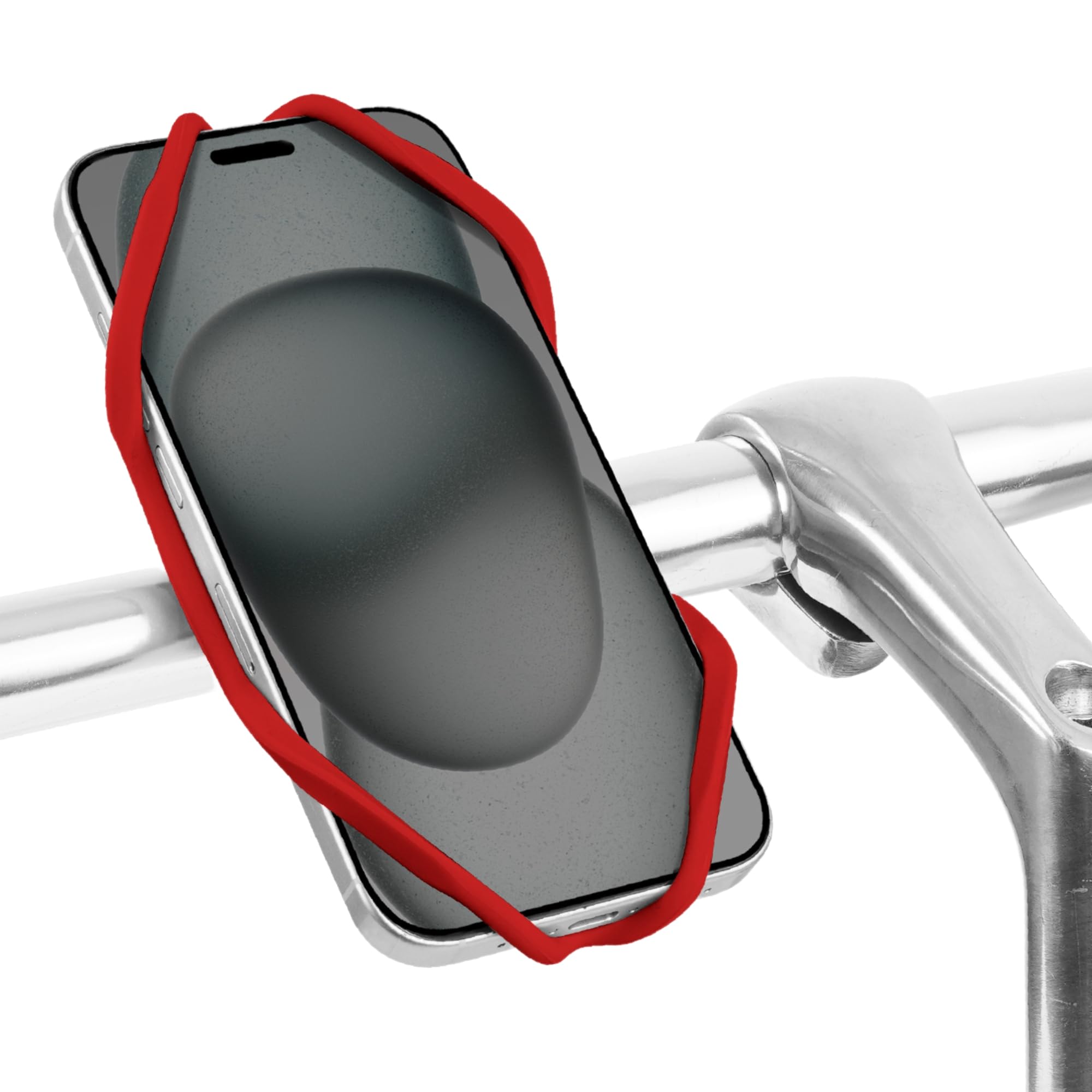 Bone Bike Phone Mount - Universal Handlebar Phone Holder for 4.7"-7.2" Smartphones - Ultra Light Silicone, Road Bike Accessory (Red)