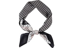 GERINLY Vintage Silk Feel Square Scarf for Men Satin Bandana Tiny Pattern Print Neckerchief Geometry Head Scarf Fashion