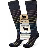 Iambamboo Merino Wool Compression Socks for Women &amp; Men, 20-30 mmHg Knee High Dryarn Socks for Flying, Travel