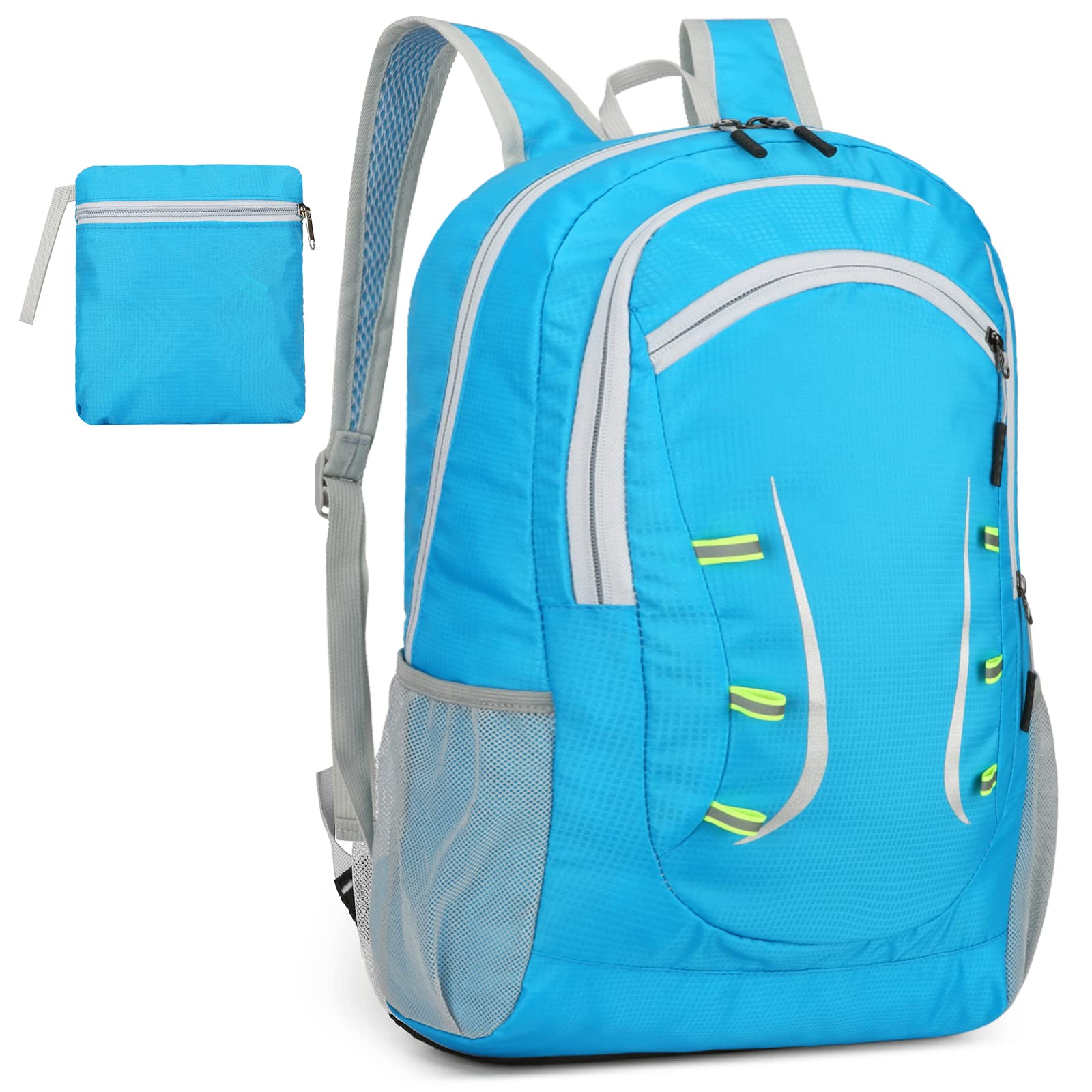 Alitifiy Lightweight Foldable Backpacks, 30L Packable Waterproof Small Hiking Bags & Packs Knapsack Daypack Handy for Men Women Ladies Kids Travel Camping Outdoor Rucksack Bag Pack (Light Blue) — image 1