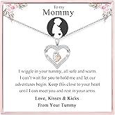 EPVIDO Mom To Be Gift - Pregnancy Gifts for Expecting Moms, Silver Heart Feet Necklace for Women - New Mother Maternity Present, Mothers Day, Christmas Jewellery Idea
