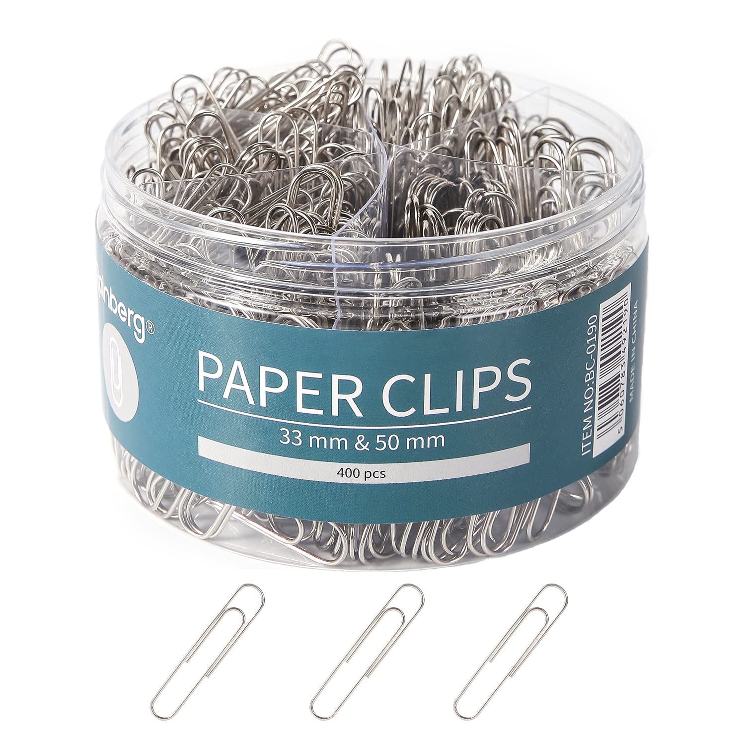 Rainberg Paper Clips, 33 & 50mm Paper Clip, 400pcs Paperclips (Silver)