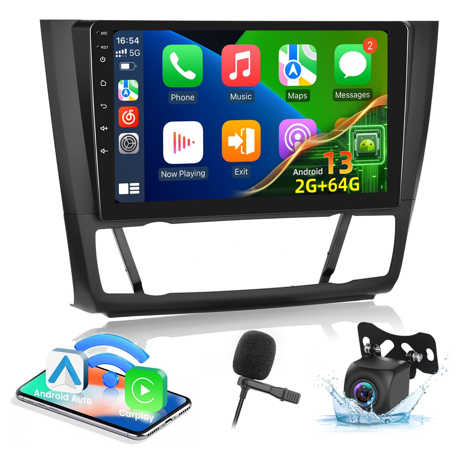 Photo 1 of EKAT Android Car Stereo for BMW 1 Series E87 E81 E82 E88 2008-2012 (Auto A/C) - 2+64G Wireless Carplay & Android Auto - 9 Inch Touch Screen Radio with WiFi, GPS, EQ, SWC + AHD Backup Camera & MIC
