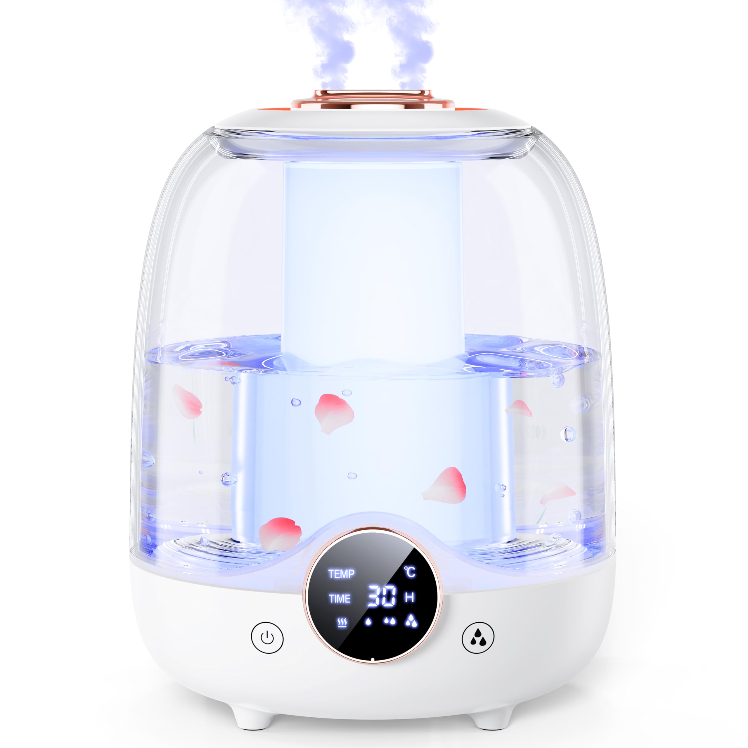 Photo 1 of **FOR PARTS /NON-FUNCTIONAL** Humidifiers for Bedroom, 3L Tank for 30H 20dB Quiet Mist Time, Dual Nozzles, LED Lights, Smart Timer (2/4/8 Hours), Auto Shut-Off, Perfect for Baby and Large Rooms, (White)