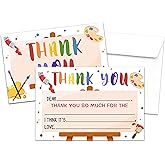 BXVRT Art Thank You Cards, Painting Thank You Notes For Birthday Party Baby Shower, Colorful Greeting Cards For Kids, 20 Pack Fill In Blank Thank You Cards With Envelopes, 17