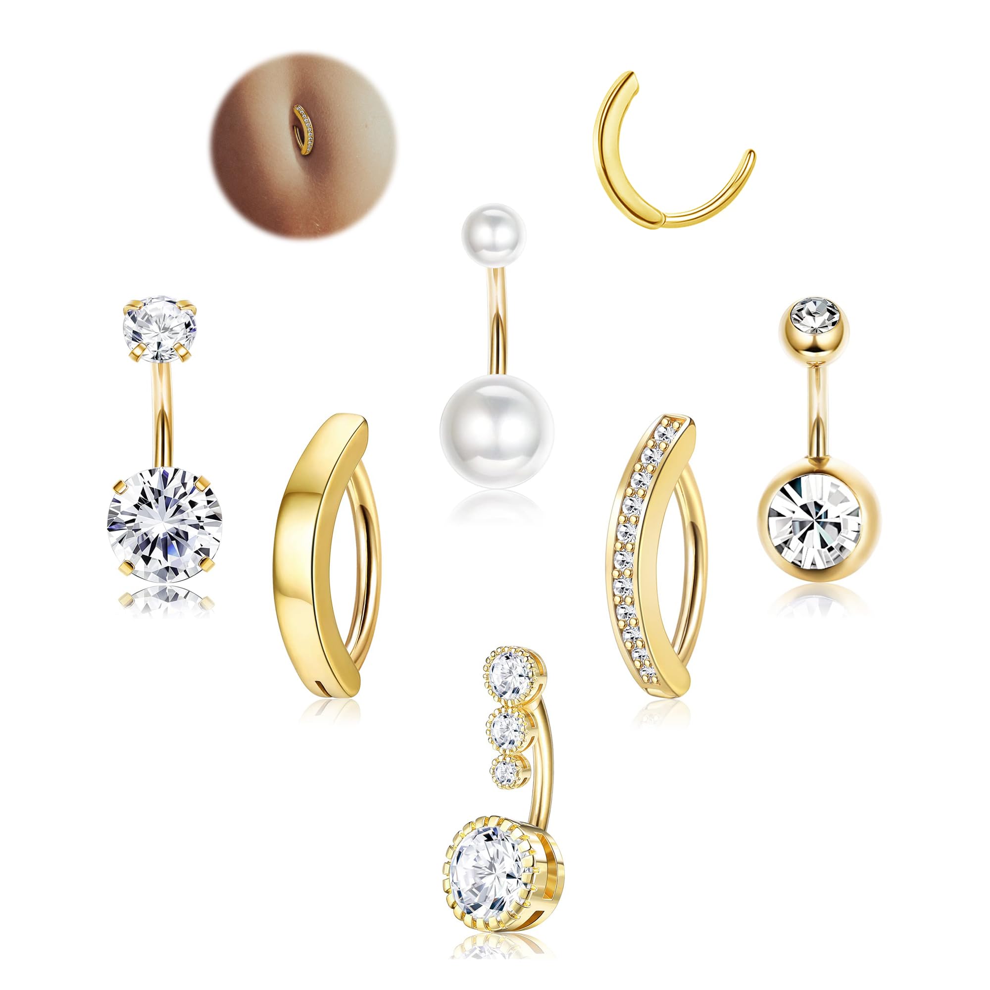 LOLIAS Gold Plated Belly Button Rings Surgical