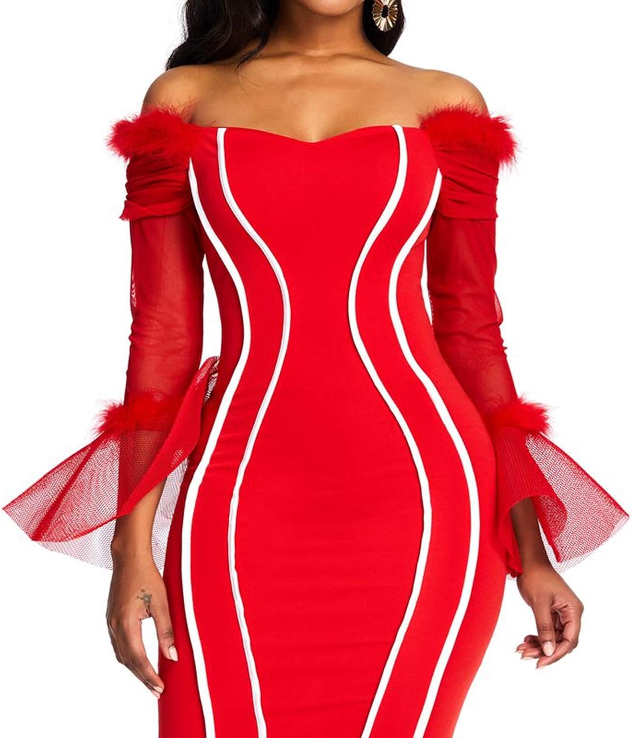 red and white striped bodycon dress